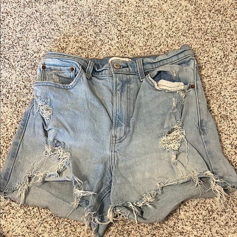 Distressed Light Blue Denim Shorts